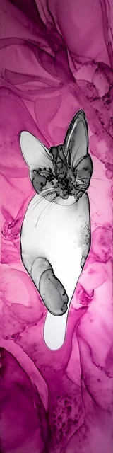Free abstract cat art bookmarks featuring a cat in pink abstract art